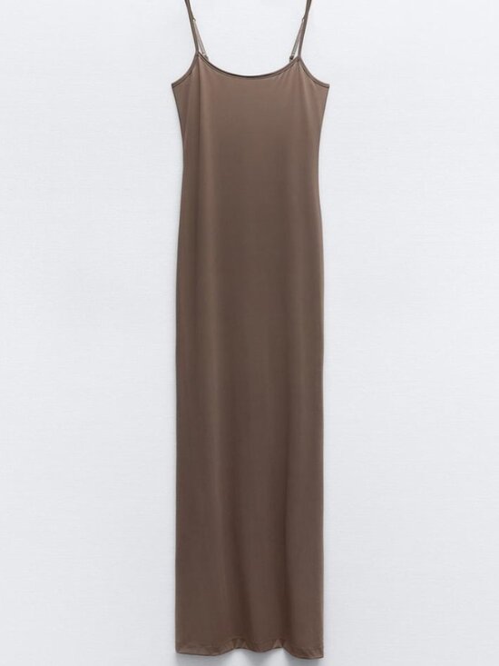 Zara Dresses & Skirts - ZARA Long Polyamide Dress - Taupe/Brown - Medium - NWT